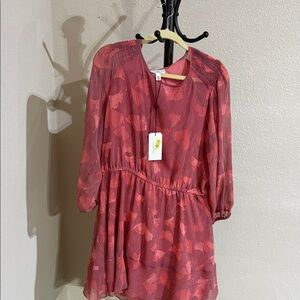 Galton pink/Marv long sleeve driveway waist dress size XL FREE SHIP